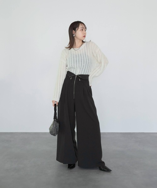 Leja（レジャ）の「【LEJA】メッシュプルオーバー透かし編みニットトップス（ニット/セーター・レディース・ホワイト・SMALL/MEDIUM）」の19枚目の写真