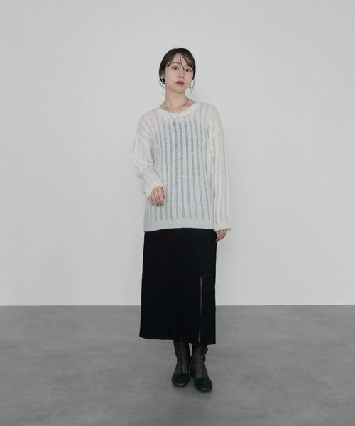 ニット セーター 「LEJA」メッシュプルオーバー透かし編みニットトップス レディース セール】【LEJA】メッシュプルオーバー透かし編みニットトップス