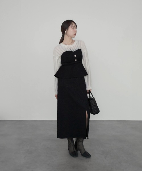 ニット セーター 「LEJA」メッシュプルオーバー透かし編みニットトップス レディース セール】【LEJA】メッシュプルオーバー透かし編みニットトップス