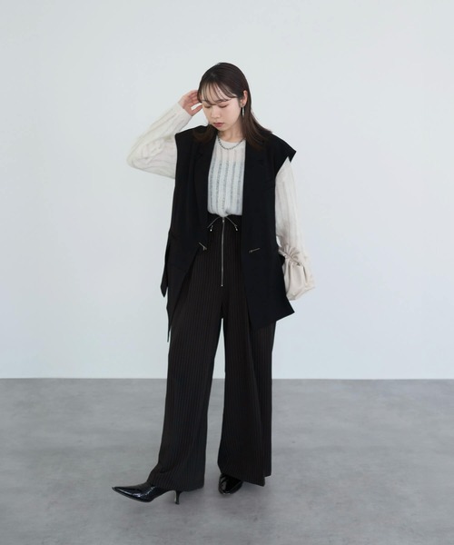 Leja（レジャ）の「【LEJA】メッシュプルオーバー透かし編みニットトップス（ニット/セーター・レディース・ホワイト・SMALL/MEDIUM）」の4枚目の写真