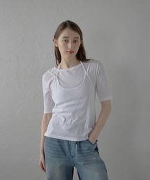 【MINERTE】fake layered tops / ホルターネックフェイクレイヤードトップス