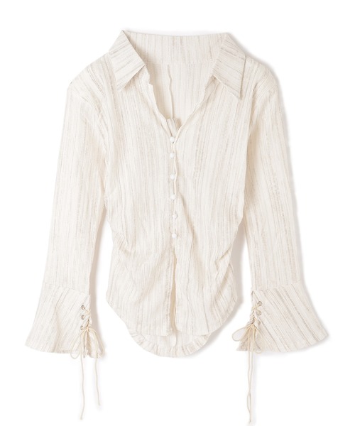 M DOLLY（エムドリー）の「stripe flare shirt tops/ストライプフレアシャツトップス（シャツ/ブラウス・レディース・アイボリー/ブラック・S/M）」の12枚目の写真