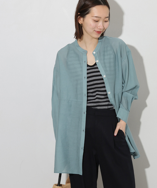 JOURNAL STANDARD relume（ジャーナルスタンダード　レリューム）の「ウエストシームシャツ（シャツ/ブラウス・レディース・ホワイト/ネイビー/ブルー系その他・FREE）」の3枚目の写真