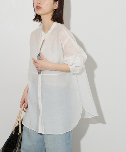 JOURNAL STANDARD relume（ジャーナルスタンダード　レリューム）の「ウエストシームシャツ（シャツ/ブラウス・レディース・ホワイト/ネイビー/ブルー系その他・FREE）」の2枚目の写真