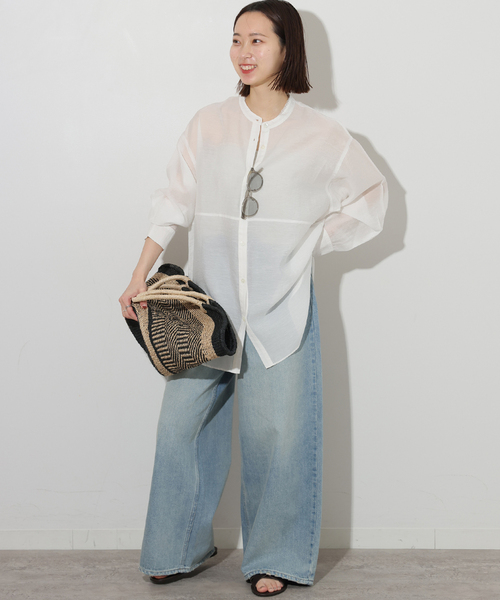 JOURNAL STANDARD relume（ジャーナルスタンダード　レリューム）の「ウエストシームシャツ（シャツ/ブラウス・レディース・ホワイト/ネイビー/ブルー系その他・FREE）」の16枚目の写真