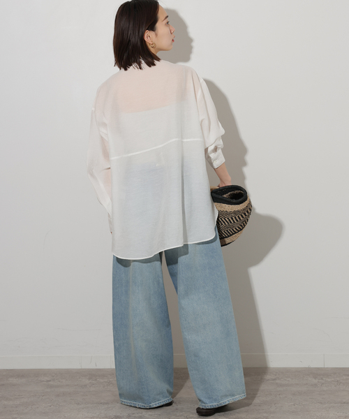 JOURNAL STANDARD relume（ジャーナルスタンダード　レリューム）の「ウエストシームシャツ（シャツ/ブラウス・レディース・ホワイト/ネイビー/ブルー系その他・FREE）」の5枚目の写真