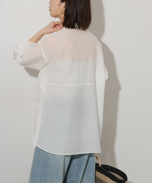 JOURNAL STANDARD relume（ジャーナルスタンダード　レリューム）の「ウエストシームシャツ（シャツ/ブラウス・レディース・ホワイト/ネイビー/ブルー系その他・FREE）」の7枚目の写真