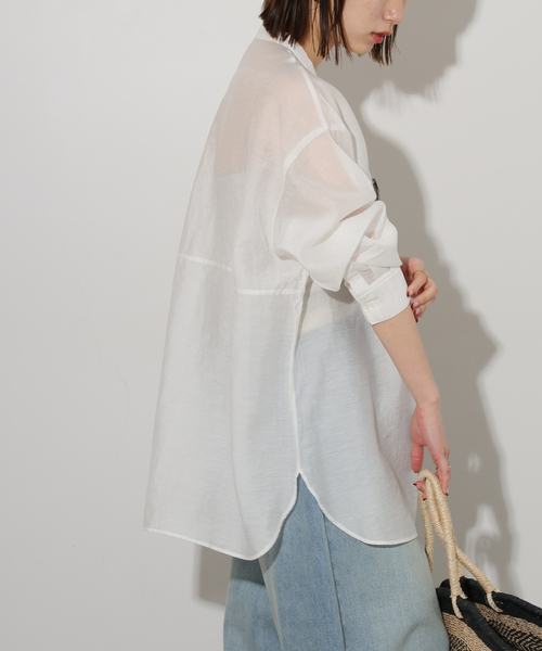 JOURNAL STANDARD relume（ジャーナルスタンダード　レリューム）の「ウエストシームシャツ（シャツ/ブラウス・レディース・ホワイト/ネイビー/ブルー系その他・FREE）」の8枚目の写真