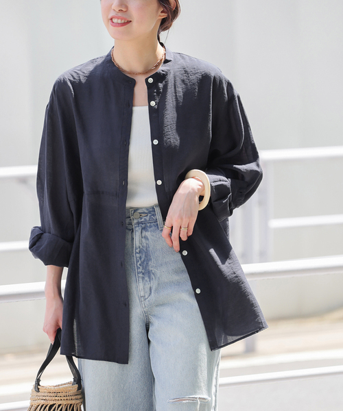 JOURNAL STANDARD relume（ジャーナルスタンダード　レリューム）の「ウエストシームシャツ（シャツ/ブラウス・レディース・ホワイト/ネイビー/ブルー系その他・FREE）」の10枚目の写真