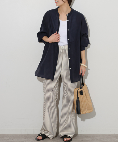 JOURNAL STANDARD relume（ジャーナルスタンダード　レリューム）の「ウエストシームシャツ（シャツ/ブラウス・レディース・ホワイト/ネイビー/ブルー系その他・FREE）」の14枚目の写真