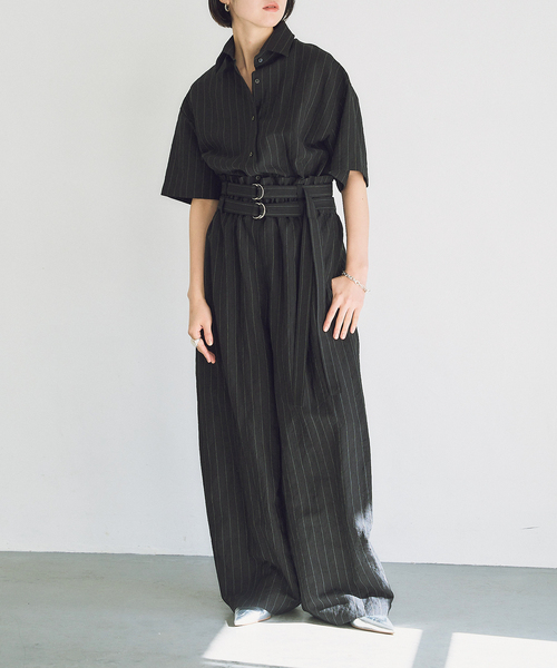 【美品】rienda オールインワン ストライプ ブラック rienda（オールインワン）のフリマアイテム一覧