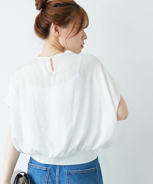le.coeur blanc(ルクールブラン)の「シアーフリンジフレンチスリーブブラウス(シャツ/ブラウス・レディース・ブラック/オフホワイト・38)」の9枚目の写真