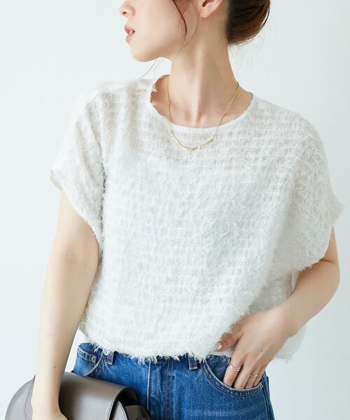 le.coeur blanc(ルクールブラン)の「シアーフリンジフレンチスリーブブラウス(シャツ/ブラウス・レディース・ブラック/オフホワイト・38)」の11枚目の写真