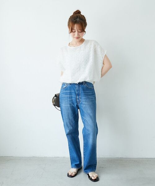 le.coeur blanc(ルクールブラン)の「シアーフリンジフレンチスリーブブラウス(シャツ/ブラウス・レディース・ブラック/オフホワイト・38)」の12枚目の写真