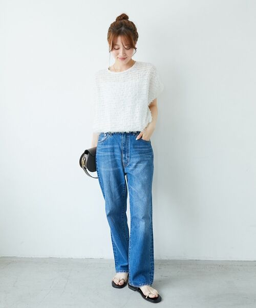 le.coeur blanc(ルクールブラン)の「シアーフリンジフレンチスリーブブラウス(シャツ/ブラウス・レディース・ブラック/オフホワイト・38)」の13枚目の写真
