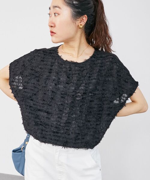 le.coeur blanc(ルクールブラン)の「シアーフリンジフレンチスリーブブラウス(シャツ/ブラウス・レディース・ブラック/オフホワイト・38)」の19枚目の写真