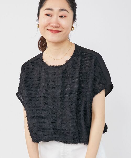 le.coeur blanc(ルクールブラン)の「シアーフリンジフレンチスリーブブラウス(シャツ/ブラウス・レディース・ブラック/オフホワイト・38)」の20枚目の写真