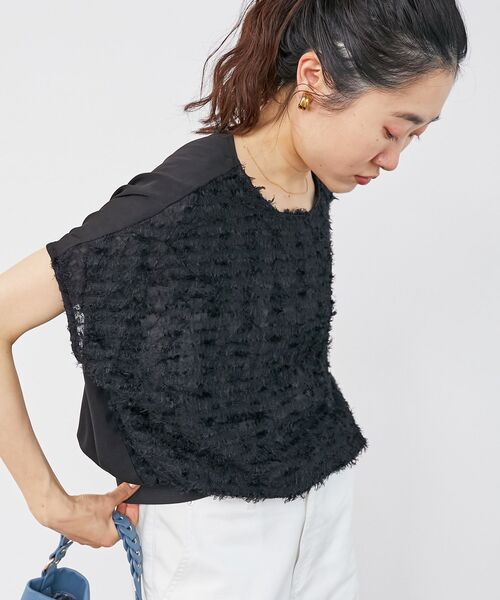 le.coeur blanc(ルクールブラン)の「シアーフリンジフレンチスリーブブラウス(シャツ/ブラウス・レディース・ブラック/オフホワイト・38)」の22枚目の写真