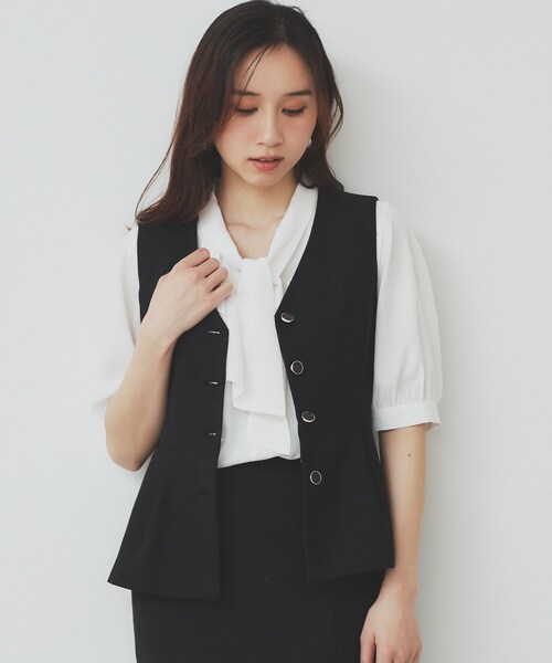 index(インデックス)の「麻混ラメツイードペプラムジレ/セットアップ対応【洗濯機洗い可】(ベスト・レディース・ライトグレー/ブラック・38/36/40)」の7枚目の写真