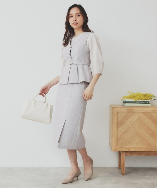 index(インデックス)の「麻混ラメツイードペプラムジレ/セットアップ対応【洗濯機洗い可】(ベスト・レディース・ライトグレー/ブラック・38/36/40)」の14枚目の写真
