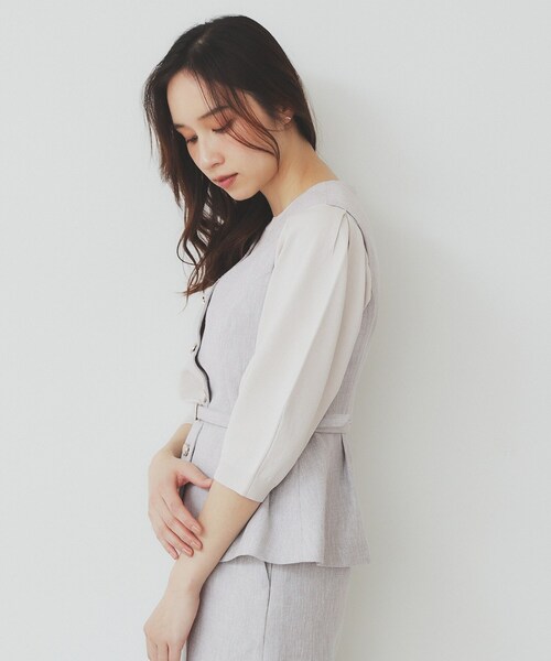 index(インデックス)の「麻混ラメツイードペプラムジレ/セットアップ対応【洗濯機洗い可】(ベスト・レディース・ライトグレー/ブラック・38/36/40)」の21枚目の写真