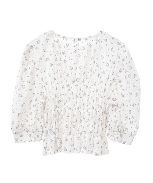 earth music&ecology（アースミュージックアンドエコロジー）の「花柄ポコポコシャーリングトップス（Tシャツ/カットソー・レディース・アイボリー/ブラック・FREE）」の17枚目の写真