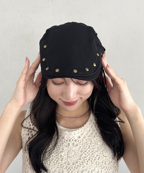 セール】スタッズ チェック柄ハンチング帽（ハンチング/ベレー帽