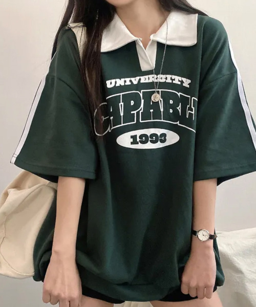 セール】バイカラー Vネック 半袖Tシャツ（Tシャツ/カットソー