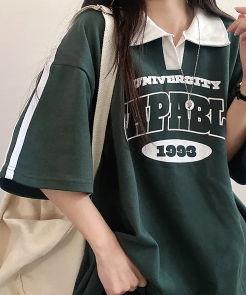 VIVID LADY(ビビッドレディー)の「バイカラー Vネック 半袖Tシャツ(Tシャツ/カットソー・レディース・ブラック/ライトグレー/グリーン・FREE)」の14枚目の写真