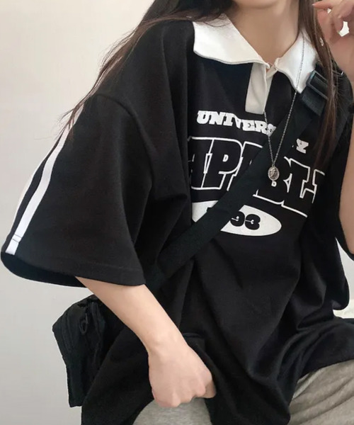 セール】バイカラー Vネック 半袖Tシャツ（Tシャツ/カットソー