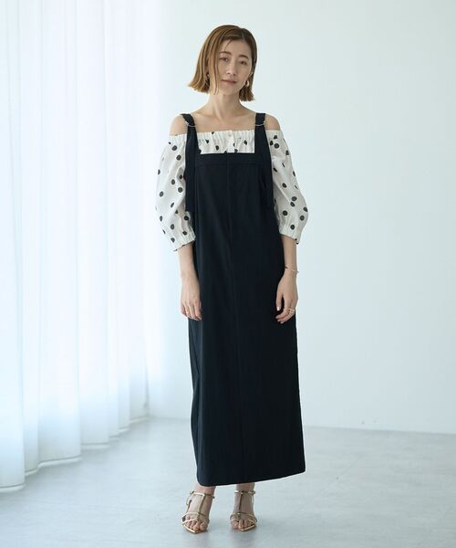 YECCA VECCA（イェッカヴェッカ）の「ドライタッチサロペットスカート（サロペット/オーバーオール・レディース・モカ/ブラック・FREE）」の9枚目の写真