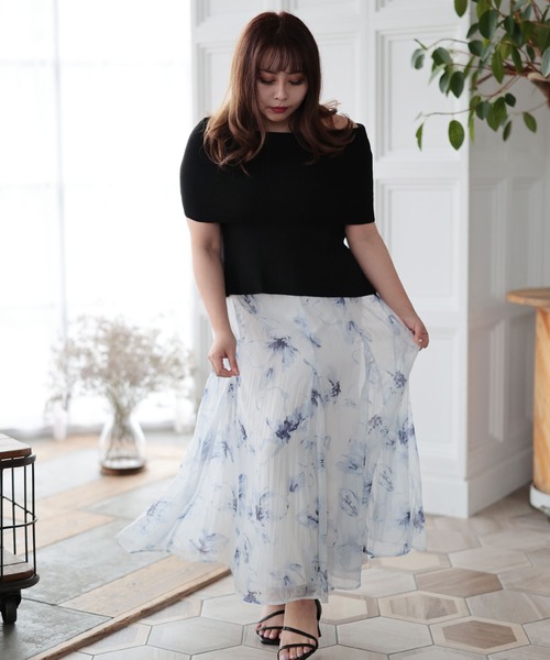 Ruwan yu(ルワンユー)の「花柄プリントスカート【大きいサイズ対応】(スカート・レディース・ベージュ/ブルー・L/LL/3L/4L)」の18枚目の写真