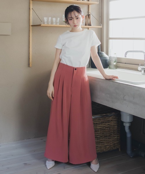 小さいサイズ ハイウエストワイドパンツ 低身長さん・小柄女性