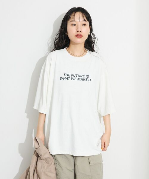 CRAFT STANDARD BOUTIQUE（クラフトスタンダードブティック）の「接触冷感/吸水速乾/UVカット DRY-MIX プリントTEE（Tシャツ/カットソー・レディース・ブラック/グレイッシュベージュ/オフホワイト・S/M/L）」の22枚目の写真