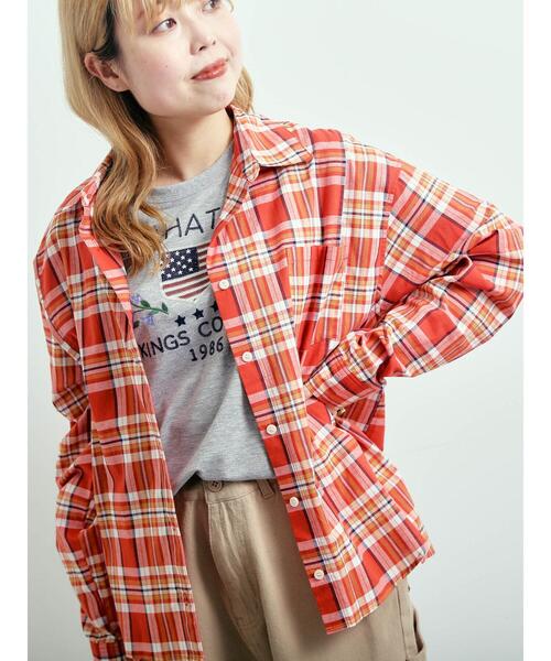 SM2（エスエムツー）の「刺繍入りチェックシャツ（シャツ/ブラウス・レディース・レッド/ベージュ/イエロー/ブルー・F）」の6枚目の写真