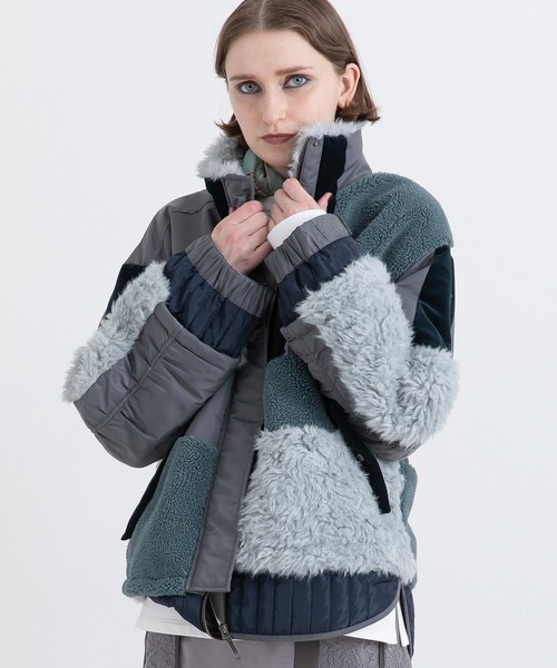 AULA AILA（アウラアイラ）の「パッチワークライクボアブルゾン（ブルゾン・レディース・カーキ/ブラック/グレー・0）」の3枚目の写真