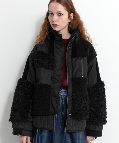 パッチワークライクボアブルゾン（ブルゾン）｜AULA AILA