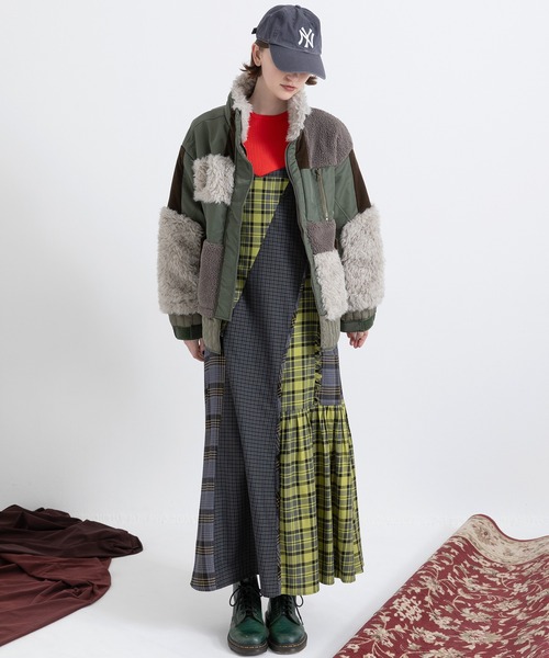 AULA AILA（アウラアイラ）の「パッチワークライクボアブルゾン（ブルゾン・レディース・カーキ/ブラック/グレー・0）」の18枚目の写真