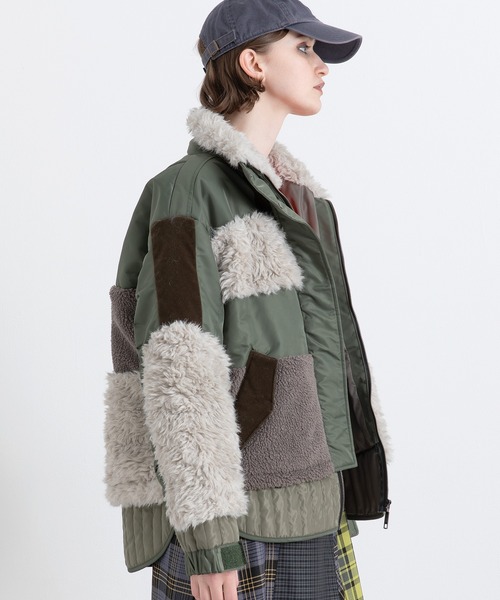 パッチワークライクボアブルゾン（ブルゾン）｜AULA AILA