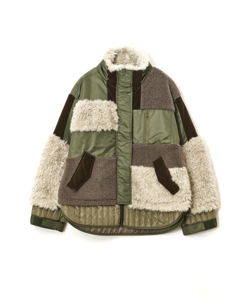 AULA AILA パッチワークジャケット パッチワークライクボアブルゾン（ブルゾン）｜AULA AILA