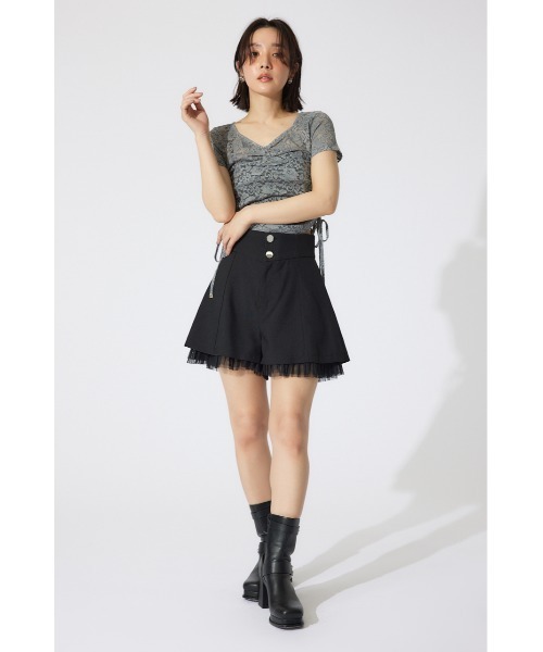 セール】バストギャザーデザインレースカットトップス 半袖 夏服