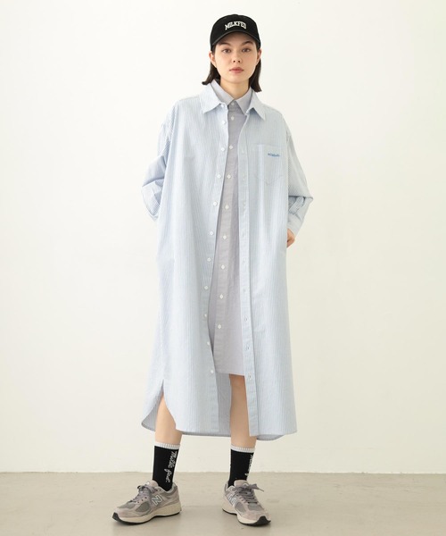 MILKFED.（ミルクフェド）の「LAYERED SHIRTS DRESS（ワンピース・レディース・ライトピンク/ライトブルー/ネイビー・ONE SIZE）」の8枚目の写真