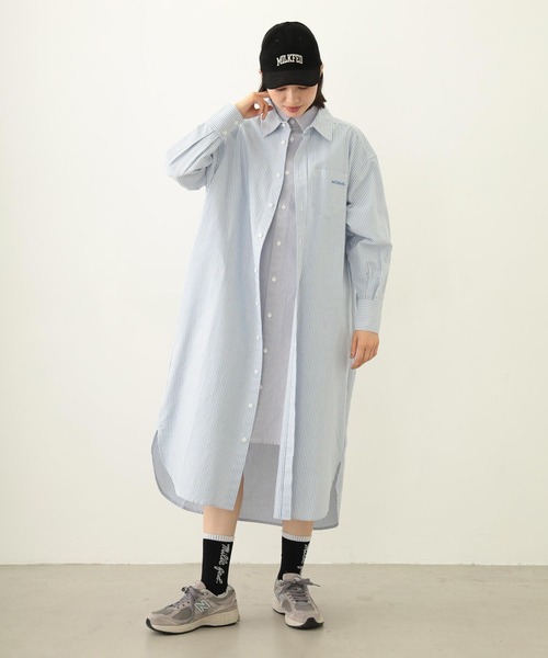MILKFED.（ミルクフェド）の「LAYERED SHIRTS DRESS（ワンピース・レディース・ライトピンク/ライトブルー/ネイビー・ONE SIZE）」の10枚目の写真