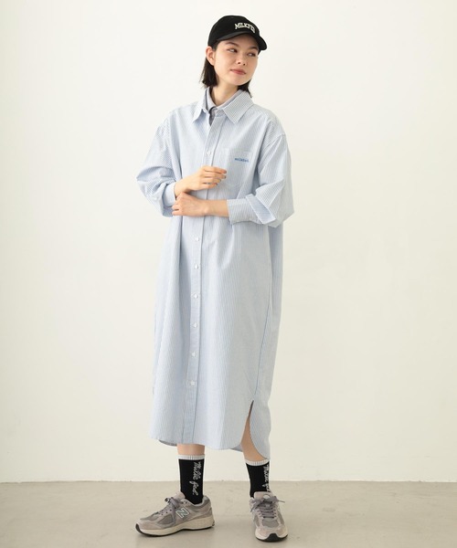 MILKFED.（ミルクフェド）の「LAYERED SHIRTS DRESS（ワンピース・レディース・ライトピンク/ライトブルー/ネイビー・ONE SIZE）」の11枚目の写真