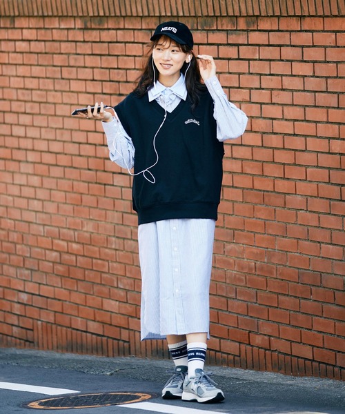 MILKFED.（ミルクフェド）の「LAYERED SHIRTS DRESS（ワンピース・レディース・ライトピンク/ライトブルー/ネイビー・ONE SIZE）」の5枚目の写真