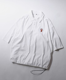 Tiger Embroidery Polo Shirt/タイガー 虎 ワンポイント刺繍 ドローコード オーバーサイズ 半袖 ポロシャツ