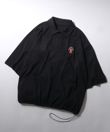 SITRY | Tiger Embroidery Polo Shirt/タイガー 虎 ワンポイント刺繍 ドローコード オーバーサイズ 半袖 ポロシャツ(ポロシャツ)