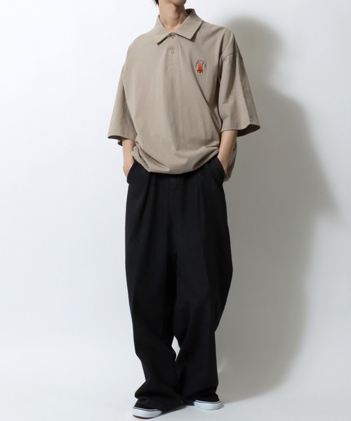 セール】Tiger Embroidery Polo Shirt/タイガー 虎 ワンポイント刺繍