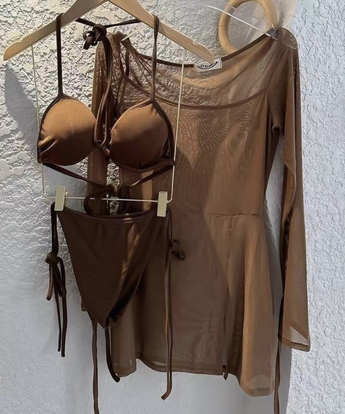 Ulysses（ユリシス）の「ビキニ×シアーミニワンピース　3点セット（水着・レディース・ブラウン・M/L）」の6枚目の写真