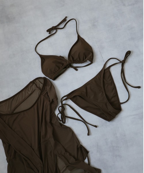 Ulysses（ユリシス）の「ビキニ×シアーミニワンピース　3点セット（水着・レディース・ブラウン・M/L）」の2枚目の写真